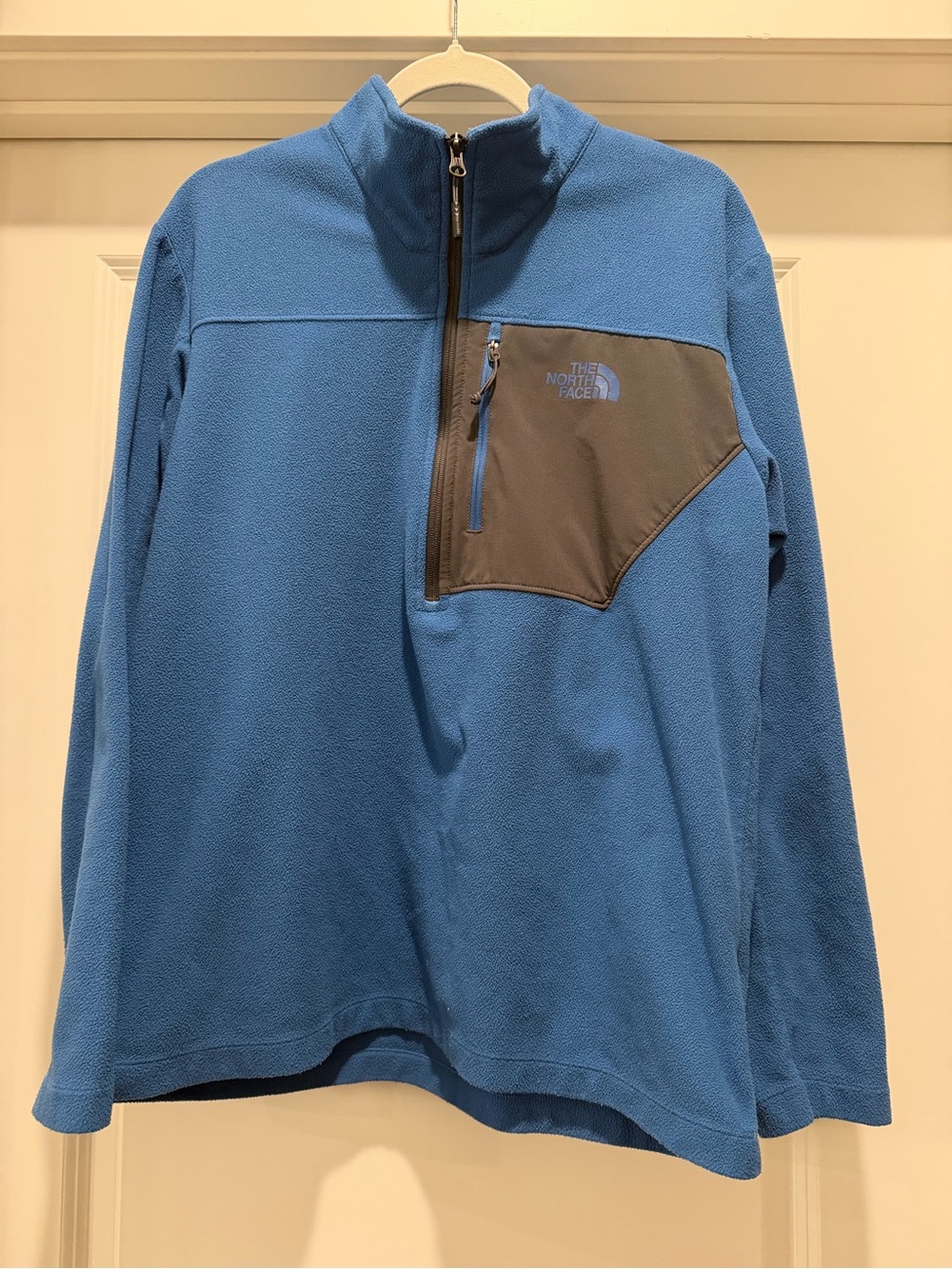 The North Face Blue Lightweight Fleece Pullover with Gray Chest Pocket